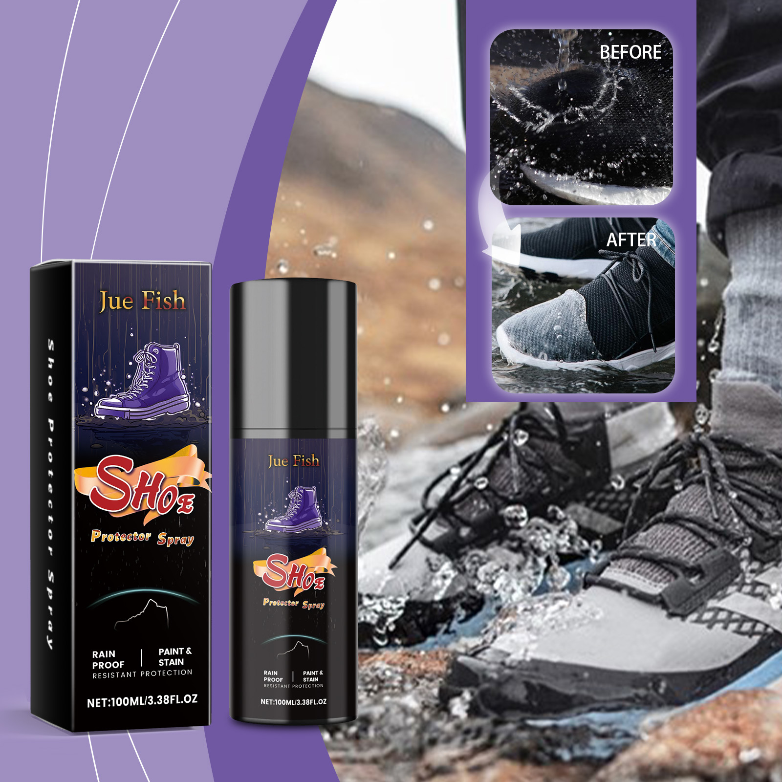 Sneaker Protector Spray - สเปรย์กันน้ำสำหรับรองเท้าขนาด 100 มล. นาโนที่มีประสิทธิภาพป้องกันคราบน้ำมันและเชื้อรา การป้องกันกันน้ำที่ยาวนาน ระบายอากาศได้สูง